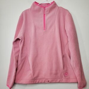 Womens Pony Pink Quarter Zip Fleece Pullover Size Extra Large